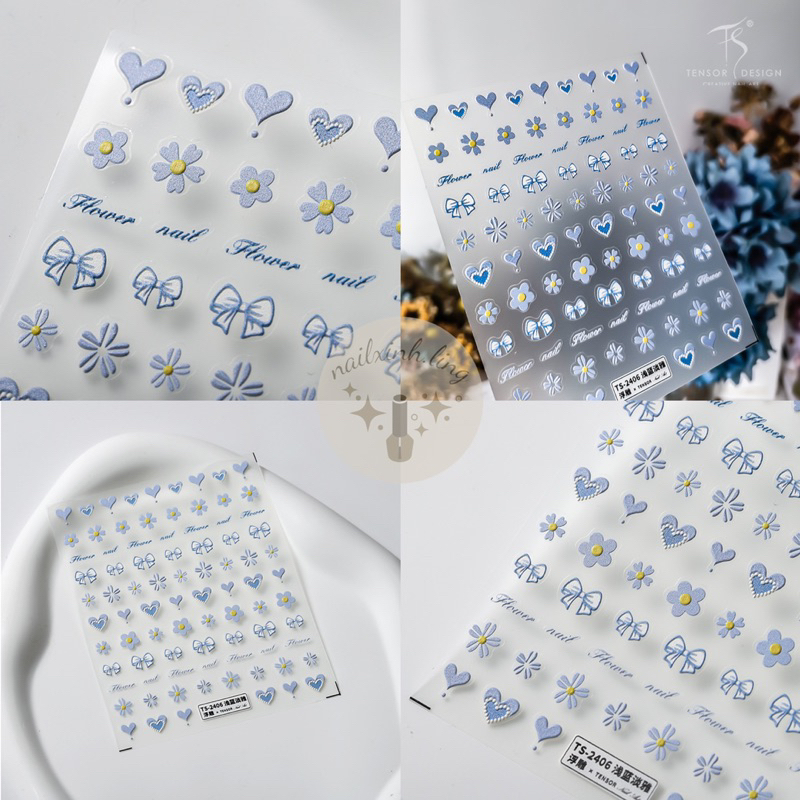 Miếng Dán Trang Trí Móng Tay In Nổi Họa Tiết Bông Hoa 5D Tensor Pro, Hình Dán TS-1252 , Sticker Dán Nail TS1411