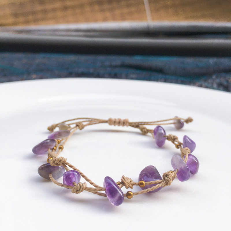 Lắc tay đá thiên nhiên cân mệnh đan dây sáp chống nước