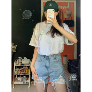 Áo Thun Unisex Nam Nữ Form Rộng In Chữ Lucky