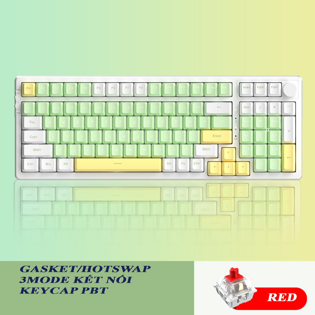 Bàn Phím Cơ  AJAZZ AK992 không dây Hotswap led RGB núm xoay