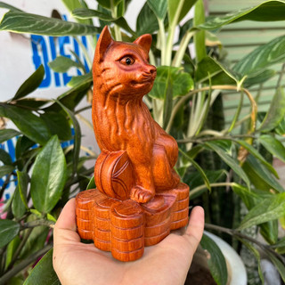Tượng con mèo gỗ hương
