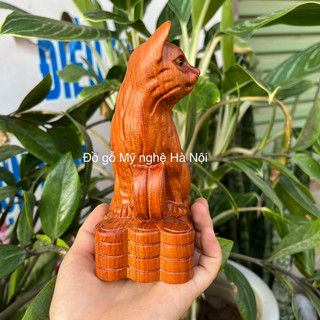 Tượng con mèo gỗ hương