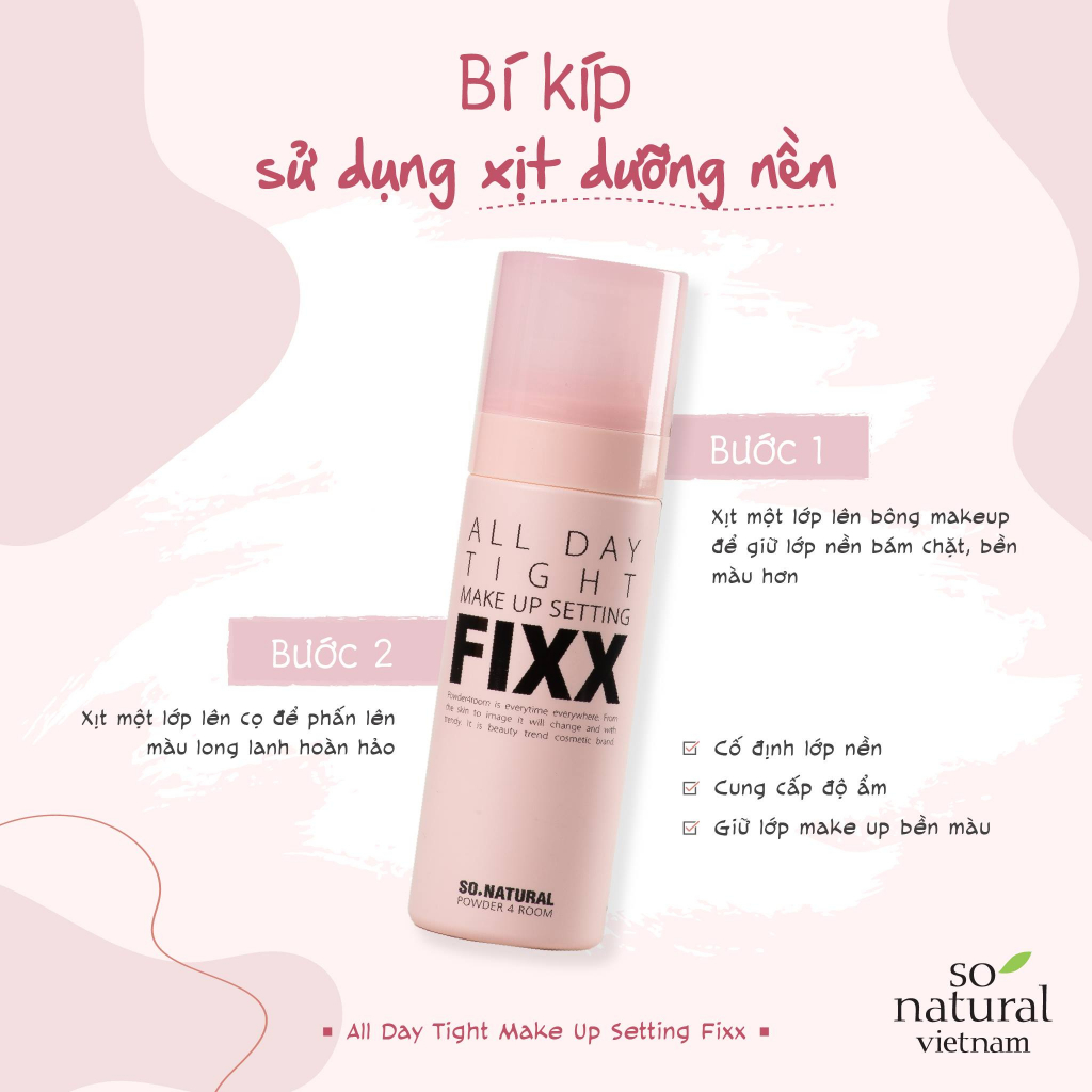 Xịt Nền Trang Điểm So Natural All Day Tight Make Up Setting Fixx 35ml & 75ml