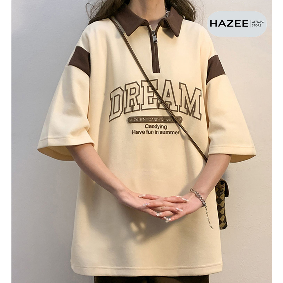 Áo polo nữ HAZEE Local Brand, áo thun cổ bẻ Unisex Nam Nữ Oversize - 2023DR