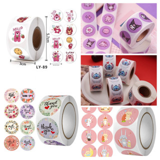 Cuộn 500 miếng tem dán hình tròn size 25mm sticker thanks you, icon dễ thương PK045