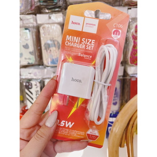 Bộ sạc c106 pd10.5w 5v/2.1a ,chân cắm micro tiêu chuẩn us, dài 1m