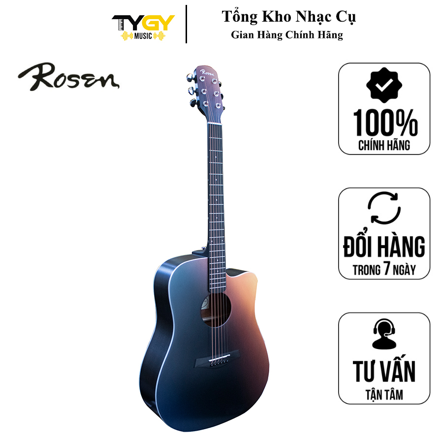 Đàn Guitar Acoustic Rosen N10 Chính Hãng, 3 Màu Lựa Chọn - Model Mới Nhất - Tặng Kèm Bao Da, Capo, Pick