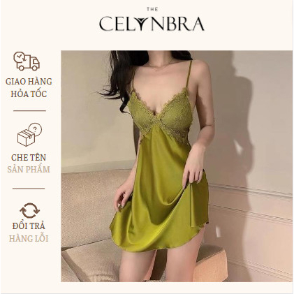 Váy ngủ lụa ren ngực sexy dây chéo lưng gợi cảm THE CELYNBRA - V54 | BigBuy360 - bigbuy360.vn