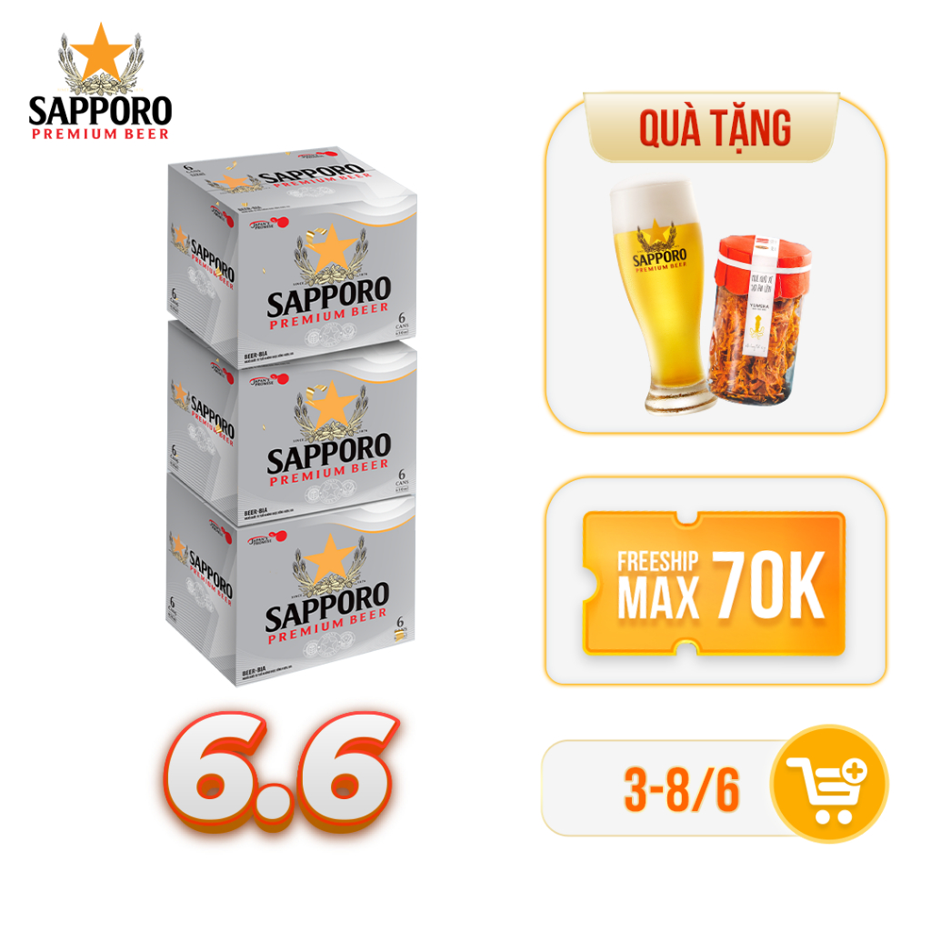  Combo 03 thùng bia Sapporo Premium 650ml