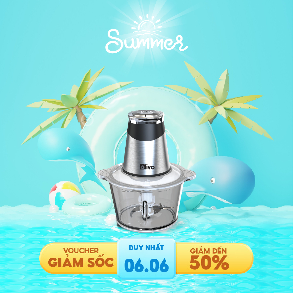 Máy Xay Thực Phẩm Đa Năng OLIVO FC21 - Dung Tích 2.1L - Công Suất 500W
