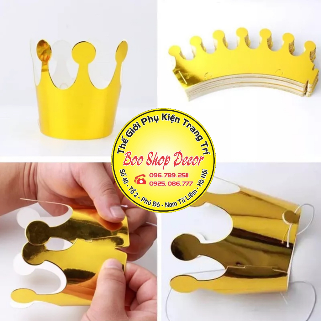 Vương Miện Đội Đầu Bằng Giấy Ép Kim Phong Cách Hàn Quốc