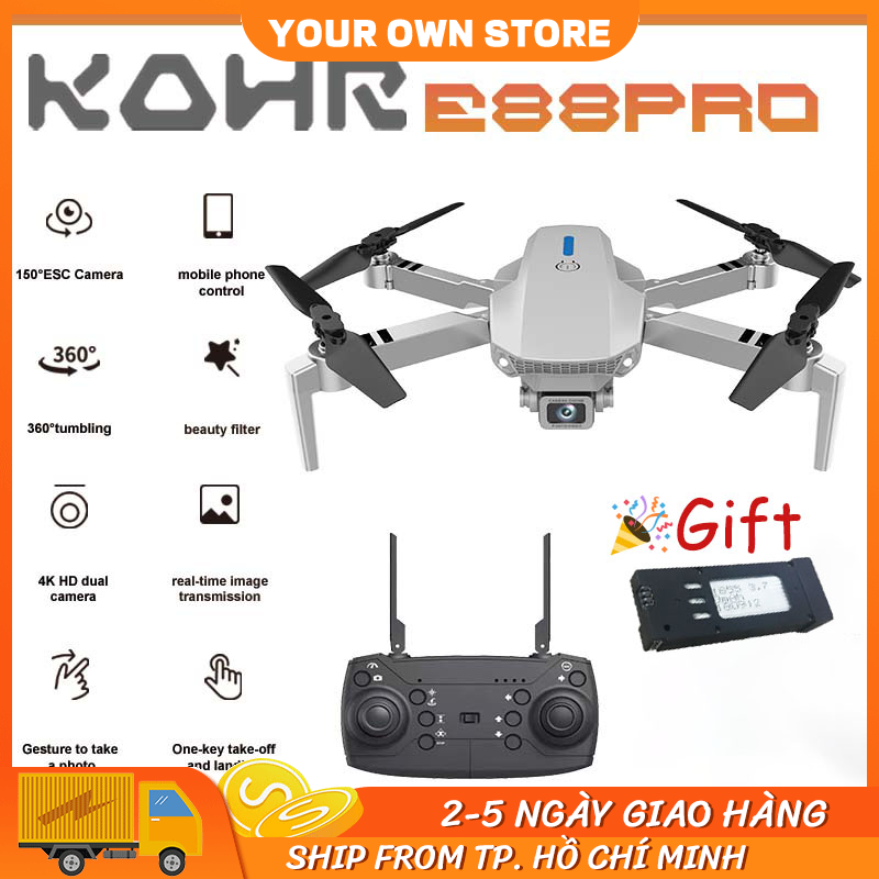 Flycam E88 Pro, 2 camera 4K,pin 1800mah | BigBuy360 - bigbuy360.vn