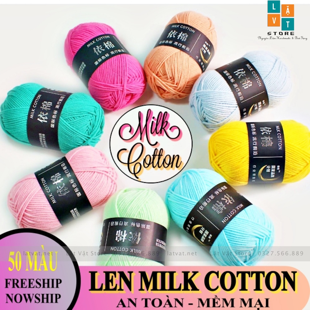 Len Milk Cotton Mác Đen 50 gram bảng màu 2 - len hàn nhí dùng để móc cho người mới làm gồm 50 màu