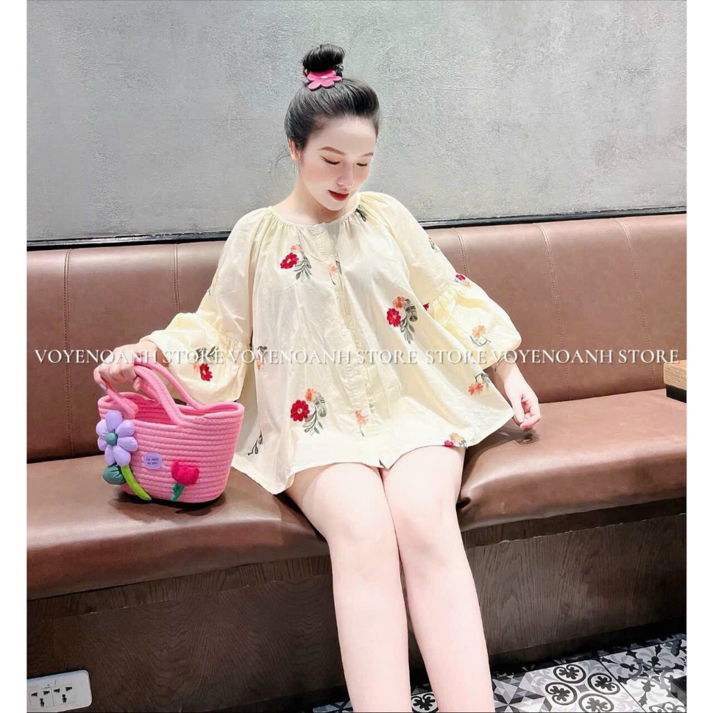 [6.6 Sales Freeship] Set bộ đùi babydoll in hoa đi biển,set tiểu thư tay phồng cổ tròn in hoa mix quần sooc đùi dễthương