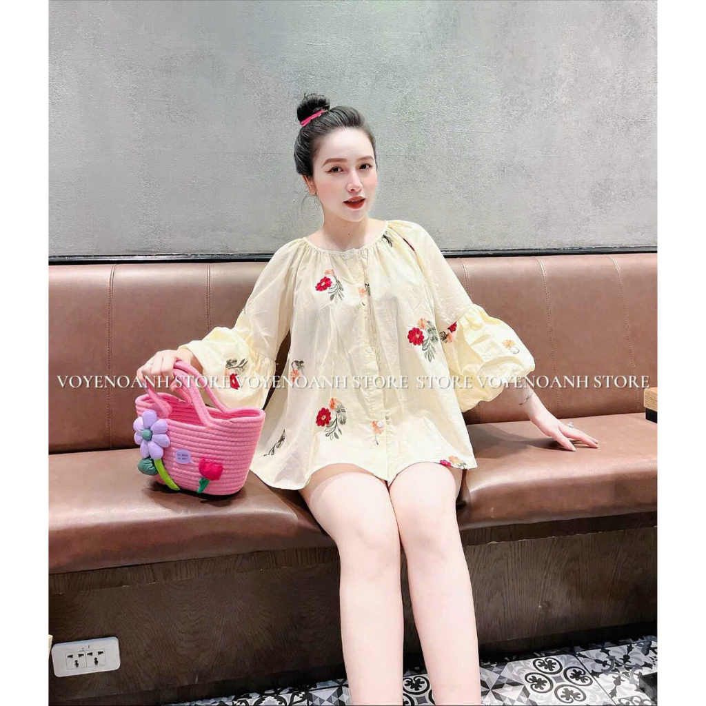 [6.6 Sales Freeship] Set bộ đùi babydoll in hoa đi biển,set tiểu thư tay phồng cổ tròn in hoa mix quần sooc đùi dễthương