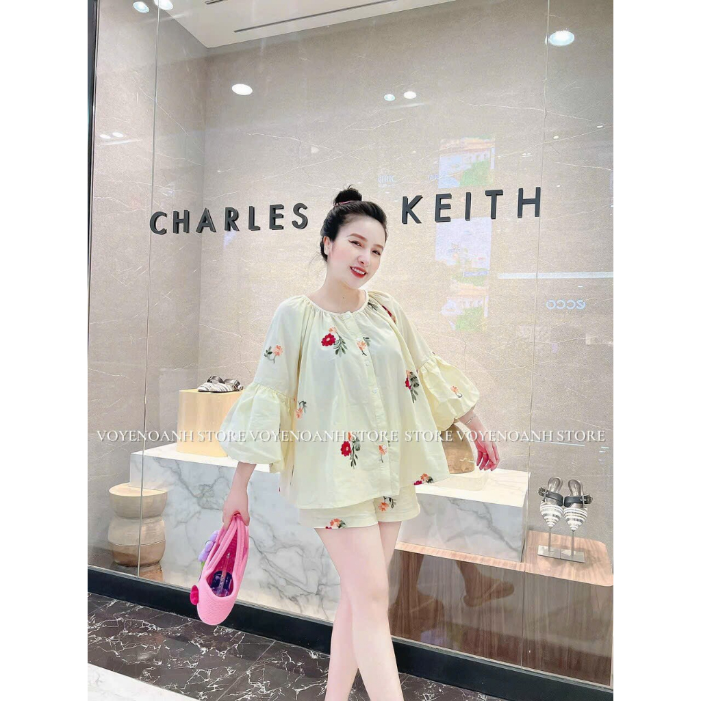 [6.6 Sales Freeship] Set bộ đùi babydoll in hoa đi biển,set tiểu thư tay phồng cổ tròn in hoa mix quần sooc đùi dễthương