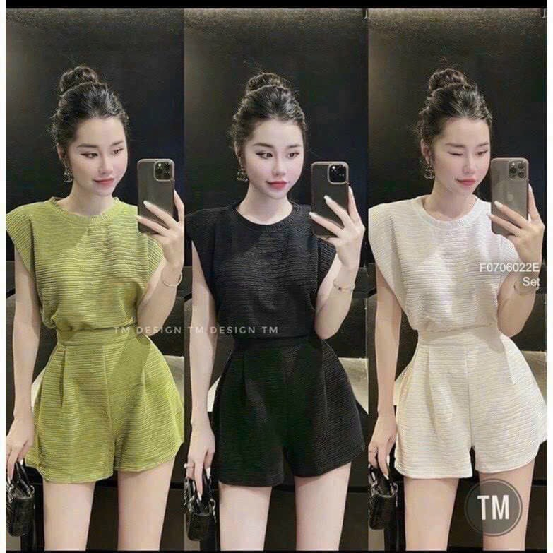 [6.6 Sales Freeship] Set bộ thời trang nữ, set bộ thun xốp áo tay dơi cổ tròn mix quần sooc đùi nữ màu trơn cá tính mtb