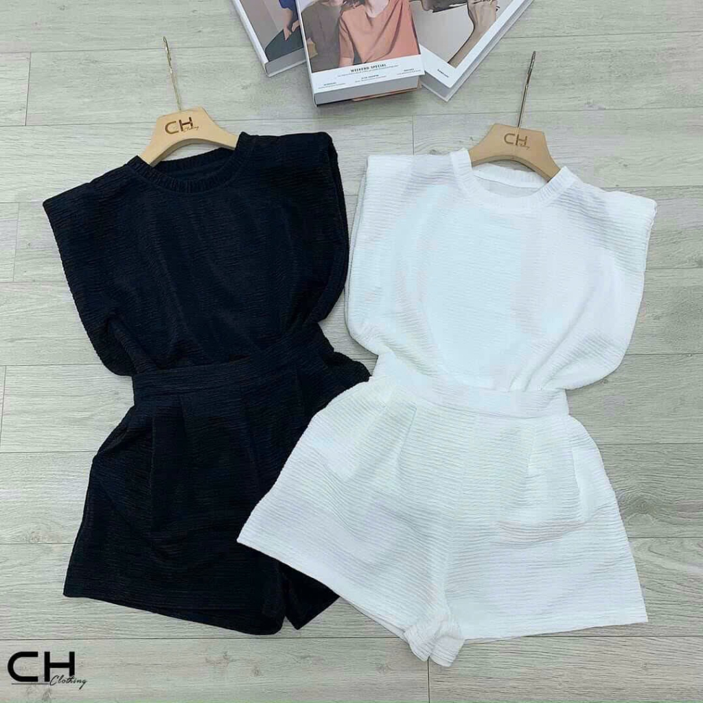 [6.6 Sales Freeship] Set bộ thời trang nữ, set bộ thun xốp áo tay dơi cổ tròn mix quần sooc đùi nữ màu trơn cá tính mtb