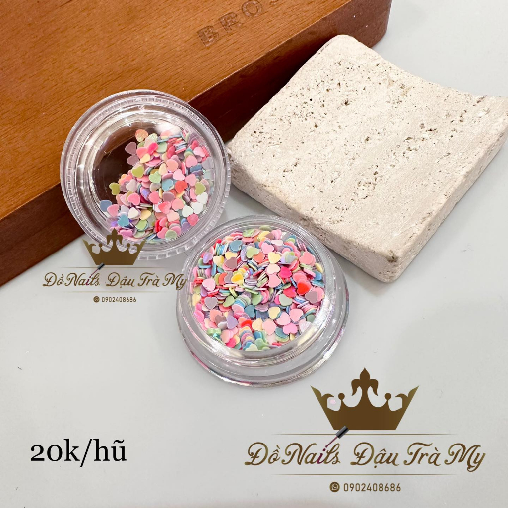 PHỤ KIỆN NAIL - Hũ nhũ tim mix N293 ánh hologram design hàn siêu xinh