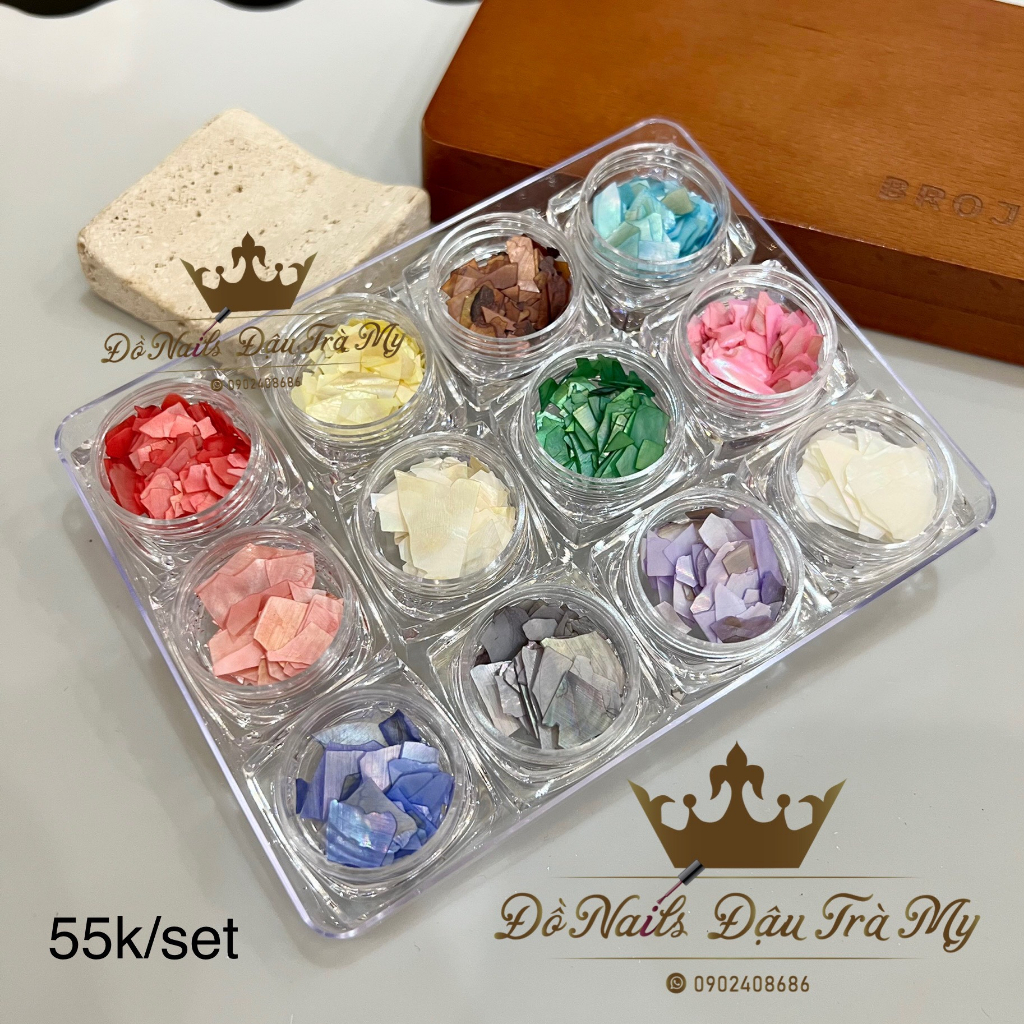 PHỤ KIỆN NAIL - Set xà cừ mix 12 màu N287