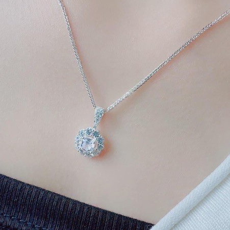 Dây chuyền nữ mặt đá tròn có móc treo , chuẩn bạc ta - Anchi jewelry