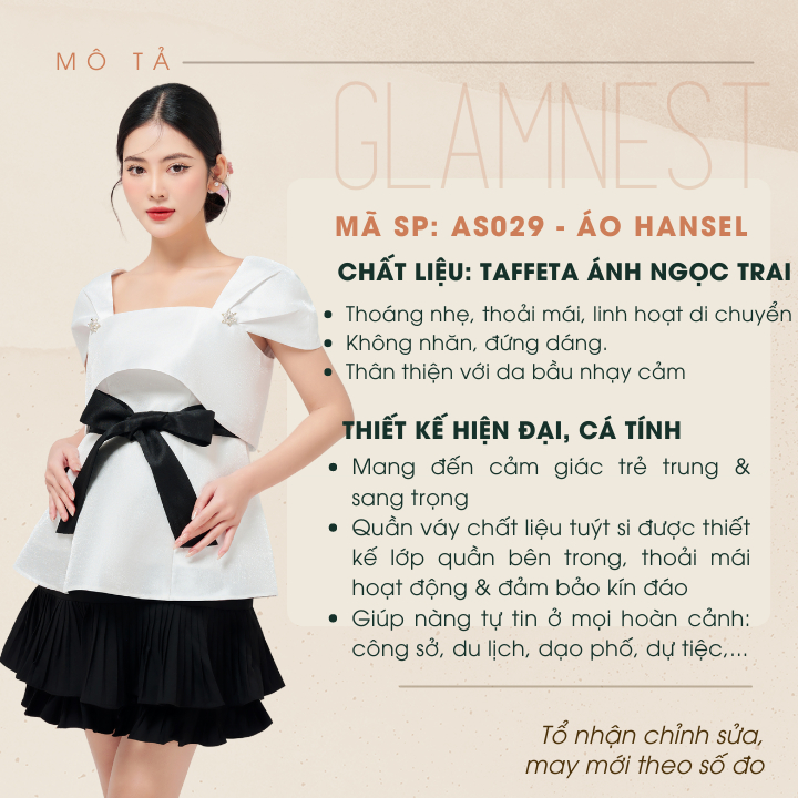 Set Váy Bầu Nữ Tính Dạo Phố Du Lịch Đầm Bầu Tiểu Thư Thiết Kế Cao Cấp Glam Nest AS029