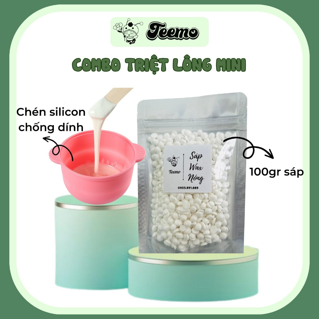 Combo triệt lông mini Sáp wax lông + Chén silicon chống dính