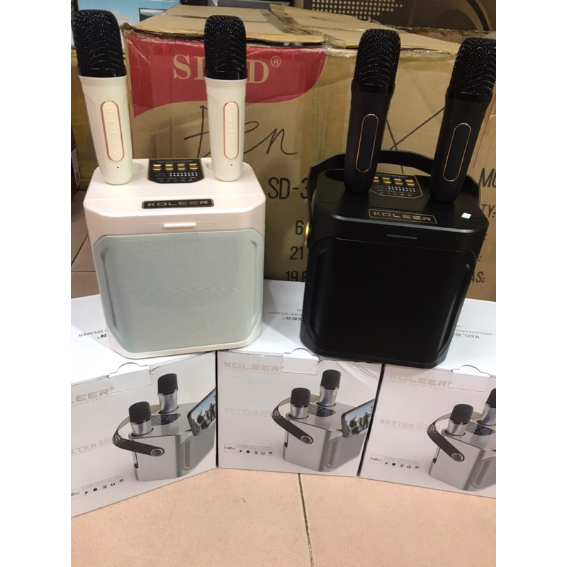 Loa Karaoke Xách Tay Mini,Tặng Kèm 2 Micro Không Dây