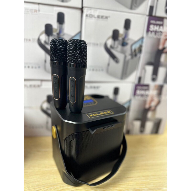 Loa Karaoke Xách Tay Mini,Tặng Kèm 2 Micro Không Dây