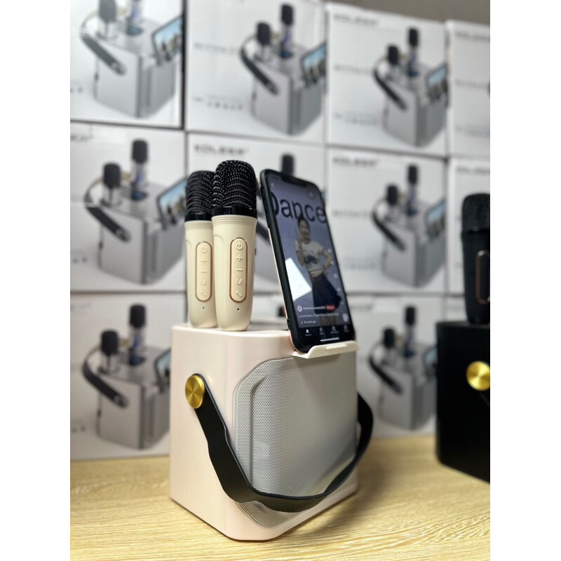 Loa Karaoke Xách Tay Mini,Tặng Kèm 2 Micro Không Dây