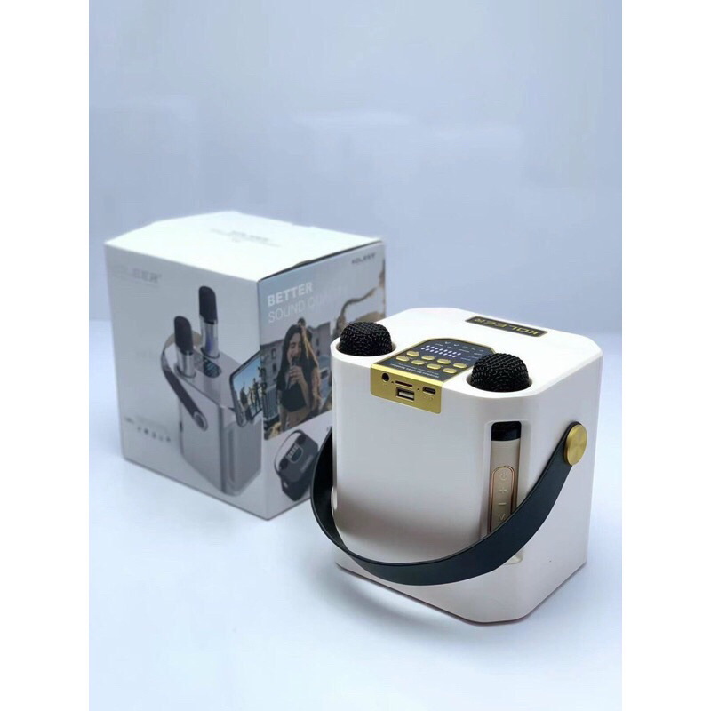 Loa Karaoke Xách Tay Mini,Tặng Kèm 2 Micro Không Dây