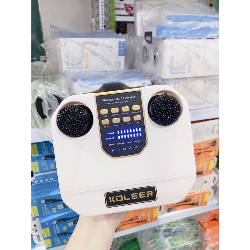 Loa Karaoke Xách Tay Mini,Tặng Kèm 2 Micro Không Dây