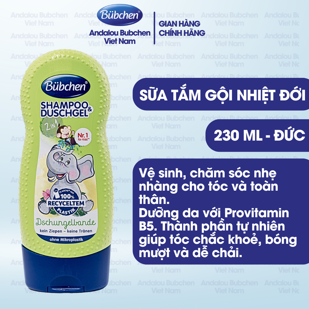 Sữa Tắm Gội Nhiệt Đới Bubchen Kids Shampoo & Duschgel 230ml