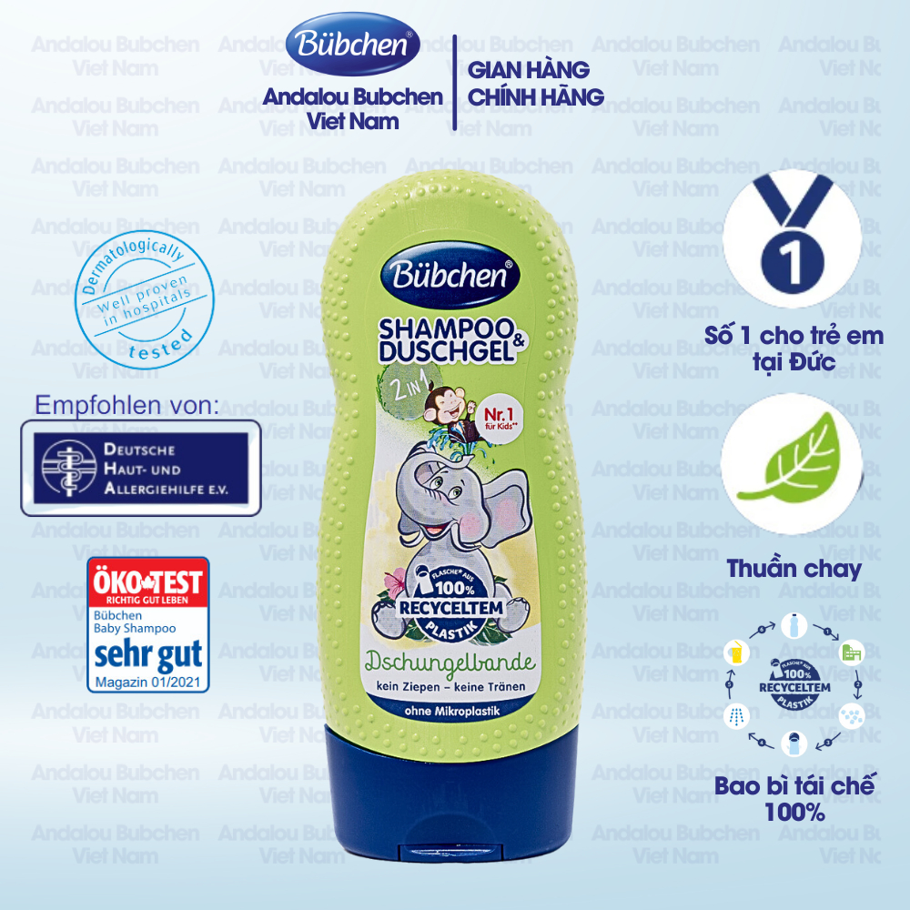Sữa Tắm Gội Nhiệt Đới Bubchen Kids Shampoo &amp; Duschgel 230ml