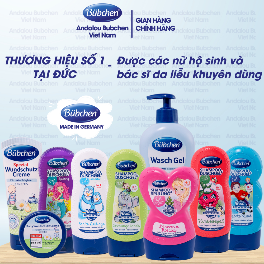 Sữa Tắm Gội Thể Thao Bubchen Kids Shampoo & Duschgel 230ml