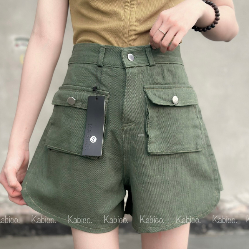 Quần short KABICO nữ túi hộp tôn dáng, quần short jean cạp cao phong cách_C33 | BigBuy360 - bigbuy360.vn