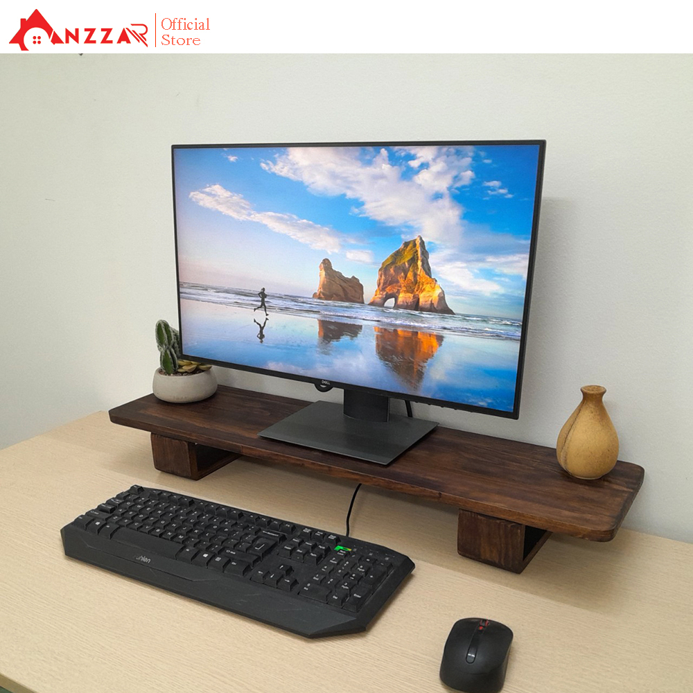 Kệ kê màn hình máy tính bằng gỗ, Kệ gỗ kê màn hình Anzzar-01