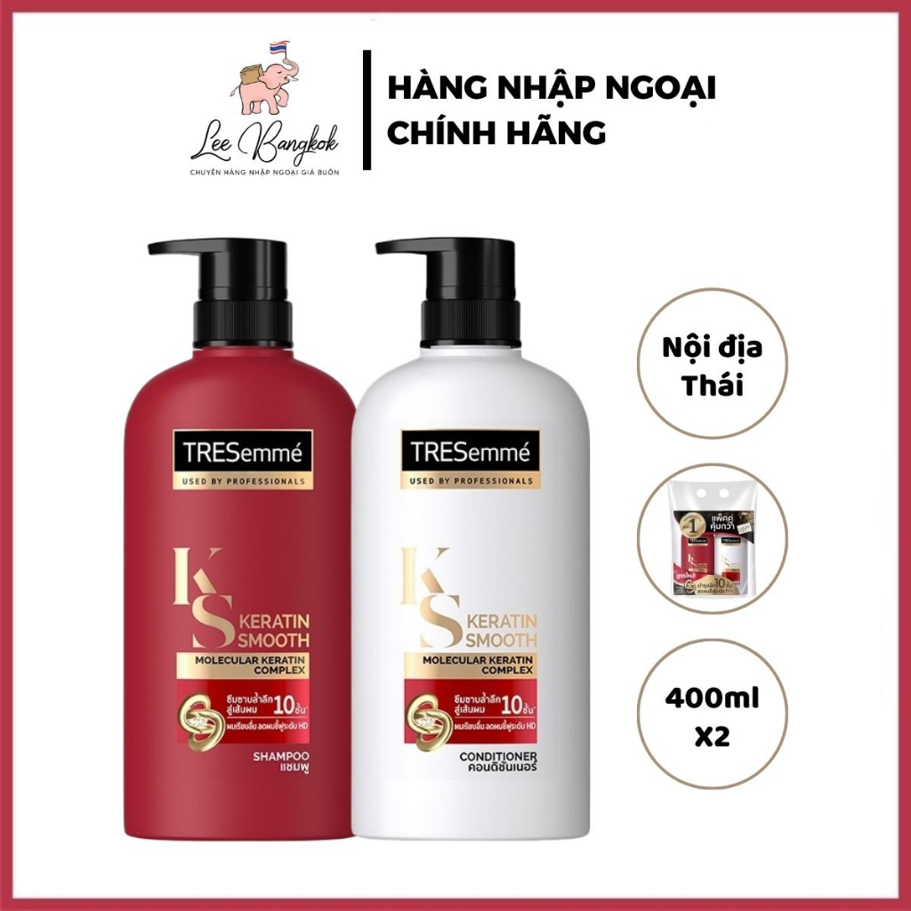 Combo 1 Cặp Gội - Xả TRESEMME 5in1 Thái Lan Giúp Tóc Vào Nếp Xuôn Mượt, Nuôi Dưỡng Và Phục Hồi Tóc Hư Tổn 400ml