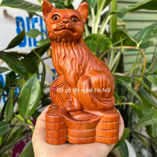 Tượng con mèo gỗ hương