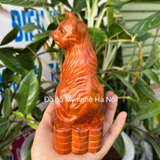 Tượng con mèo gỗ hương