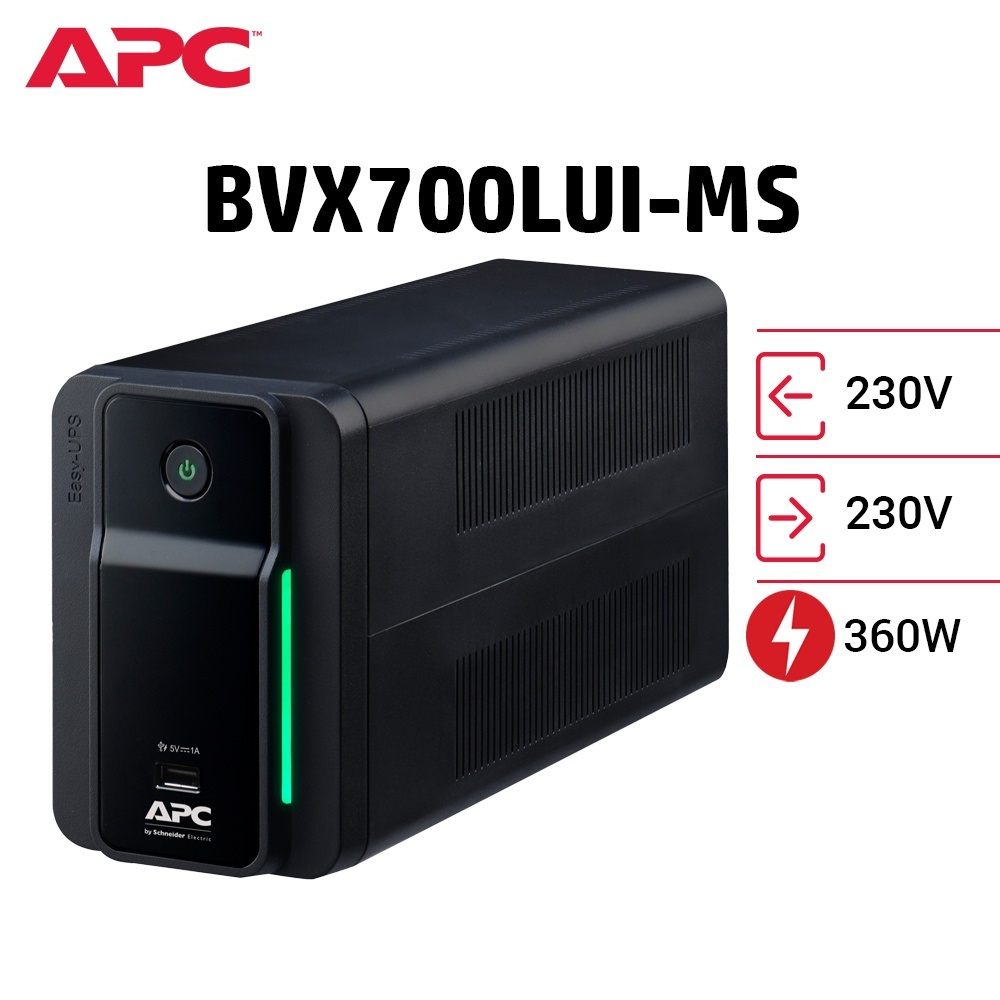 Bộ lưu điện Easy Back UPS APC BVX700LUI-MS 360 Watts / 700VA , USB Charging - Bảo hành 3 năm