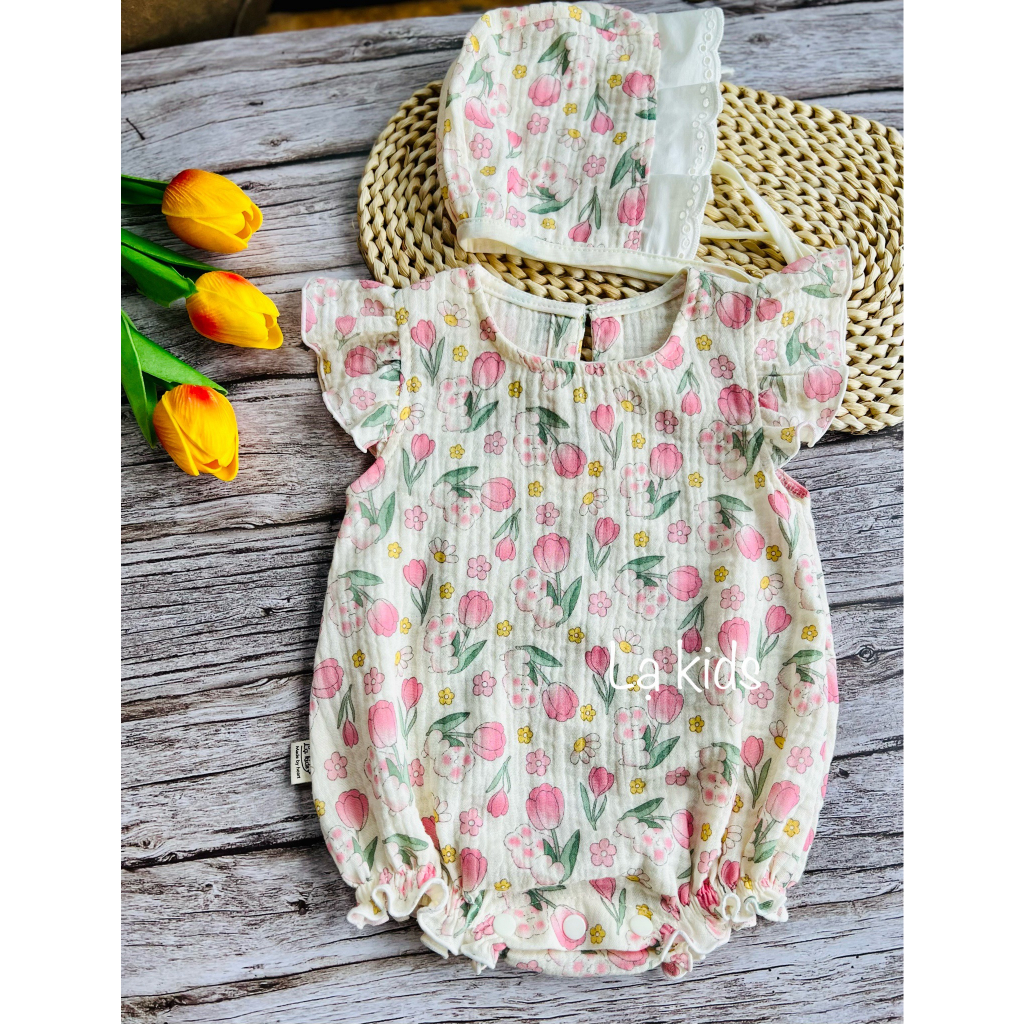 Body xô muslin cho bé gái