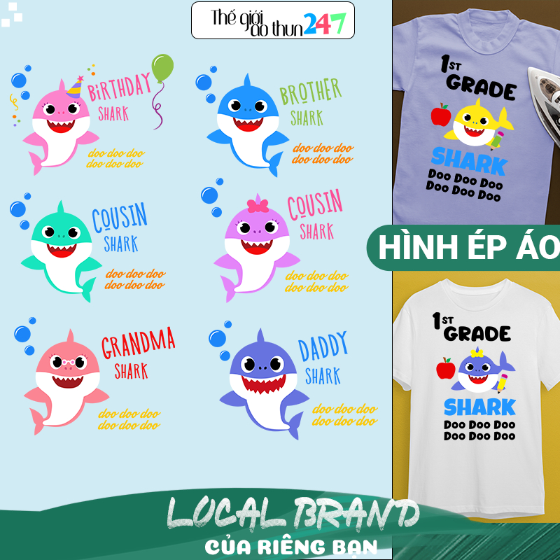 [Hình ủi, ép nhiệt] Hình Baby Shark Bundle B6 cho bé bằng bàn là, bàn ủi