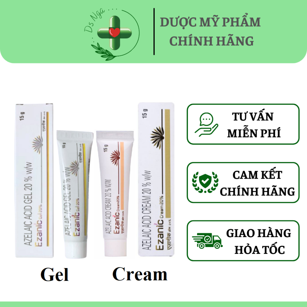 Ezanic Gel  20% azelaic acid, mờ thâm mụn, giảm viêm, giảm mụn, chấm mụn