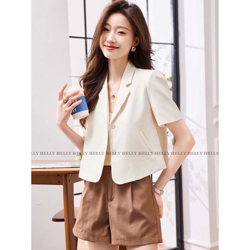 ÁO BLAZER NỮ CROPTOP TAY NGẮN HELLY SHOP | BigBuy360 - bigbuy360.vn