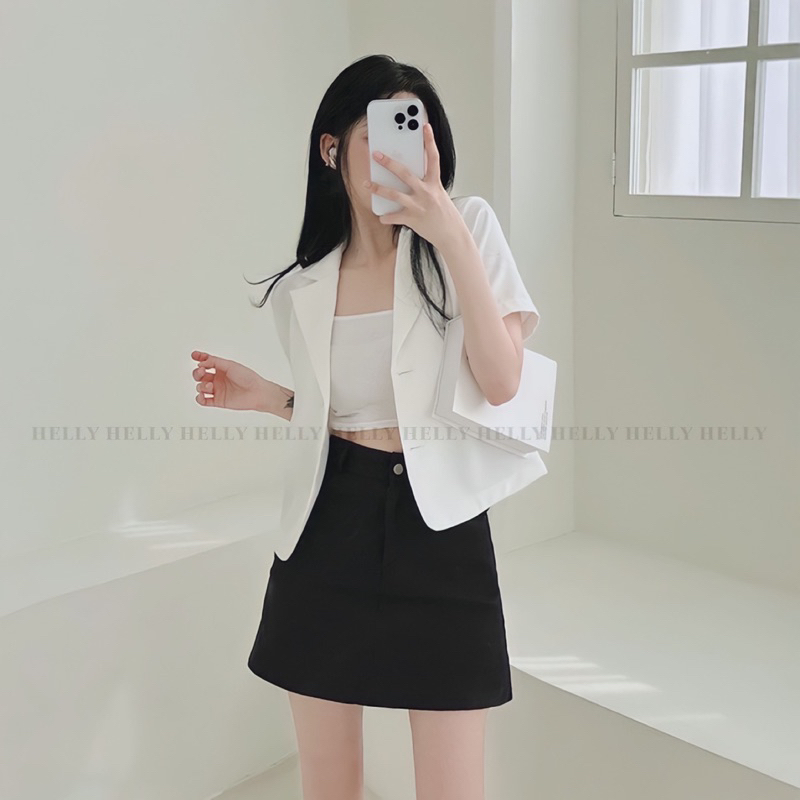 ÁO BLAZER NỮ CROPTOP TAY NGẮN HELLY SHOP | BigBuy360 - bigbuy360.vn