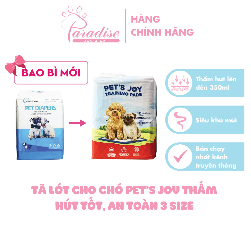 Tã Lót Cho Chó Khử Mùi Nước Tiểu Pet's Joy Thấm Hút Tốt, An Toàn Cho Cún Cưng - Paradise Dog&Cat