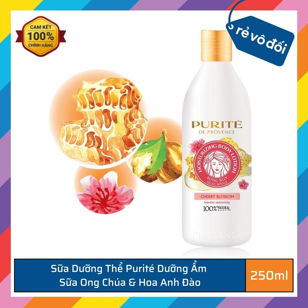 Sữa Dưỡng Thể Dưỡng Trắng Da Purité Dưỡng Ẩm Sữa Ong Chúa & Hoa Anh Đào 250ml