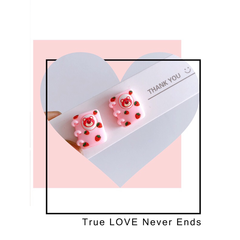 BÔNG TAI GHIM INOX GẤU DÂU