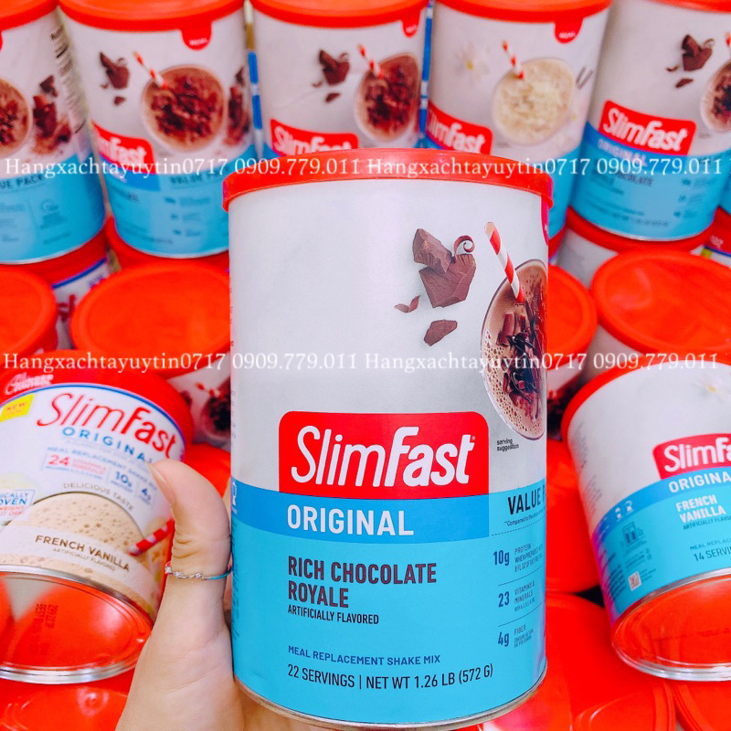 Bột sữa SlimFast Mỹ thay thế bữa ăn dành cho người muốn giữ eo vị vani socola 364g 572g